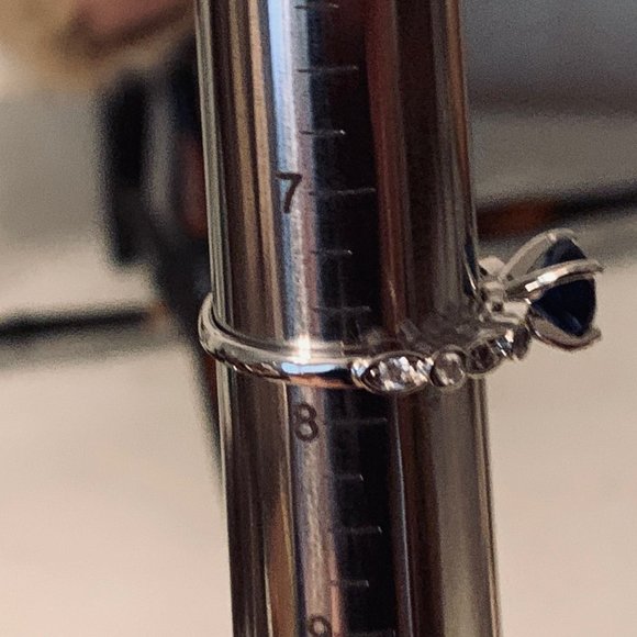 Two Silver Tone Fashion Rings with Blue and Clear Stone Round - Picture 14 of 14